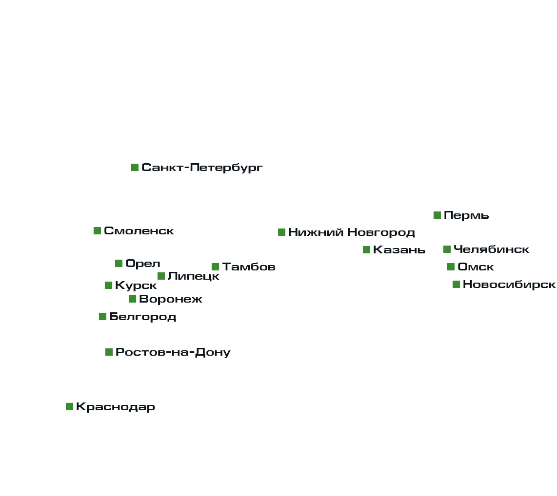 Карта представительств РТ-инструмент